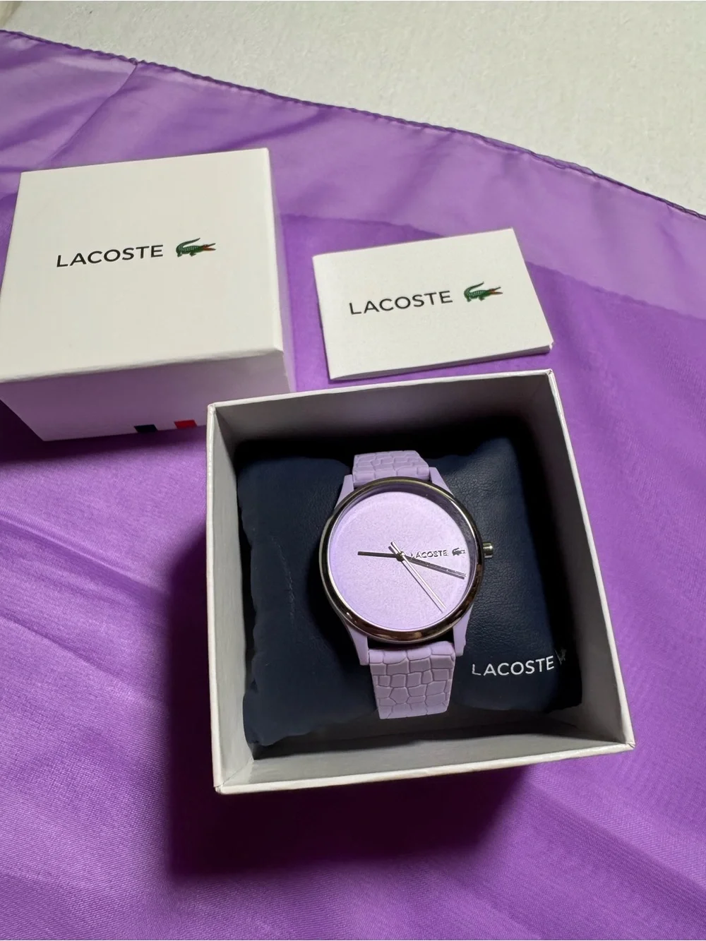 Lacoste Lavender Silicone Crocodile-Textured Women's Watch
